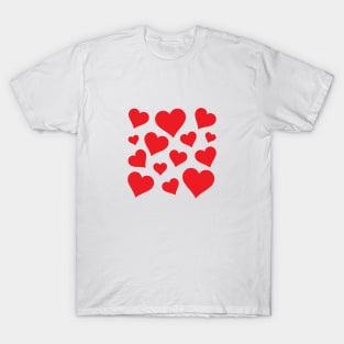 Scattered Hearts in Red T-Shirt